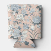 ブルーピオニーピーチ植物画風フラワー 缶クーラー (裏面)