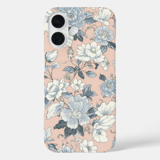 ブルーピオニー 桃色の植物画 古風な花柄 Case-Mate iPhoneケース (裏面)