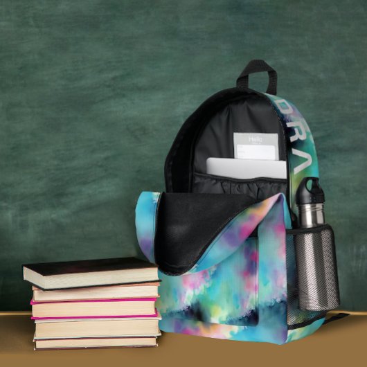 ブルーピクールンク海オーロラ水彩はっきりしたTypo プリントバックパック