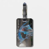 ブルーピックアップトラックとスケルトンクルー ラゲッジタグ (裏面縦)