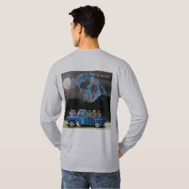 ブルーピックアップトラックとスケルトンクルー Tシャツ