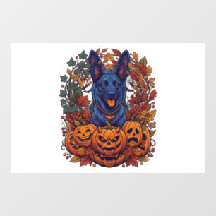 ブルーピットブル・ハロウィン・カボチャ・紅葉・コウモリ ウィンドウサイン