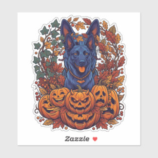 ブルーピットブル・ハロウィン・カボチャ・紅葉・コウモリ シール