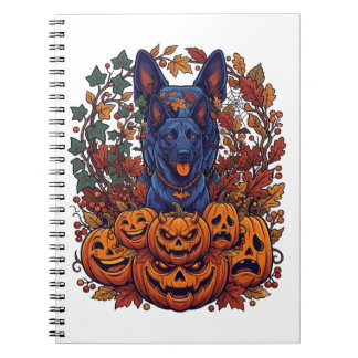 ブルーピットブル・ハロウィン・カボチャ・紅葉・コウモリ ノートブック