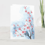 ブルーピパーソナライズされたンクフローラツリーの水色 カード (裏面)