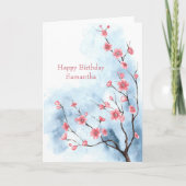 ブルーピパーソナライズされたンクフローラツリーの水色 カード (正面)