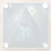 ブルーピラミッドシュール幻想的アート ガラスコースター (裏面)