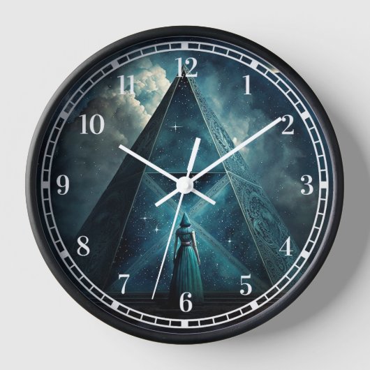 ブルーピラミッドシュール幻想的アート 壁時計 (正面)
