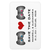 ブルーピンクかわいいゲーマー日付磁石を保存 マグネット (縦)