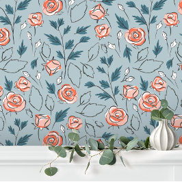 ブルーピンクかわいいベビーガールフローラ 壁紙