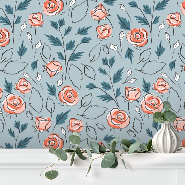 ブルーピンクかわいいベビーガールフローラ 壁紙 (クリエイターアップロード済み)