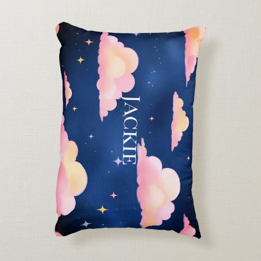 ブルーピンクかわいい雲のパターン風呂マット アクセントクッション (裏面(縦))