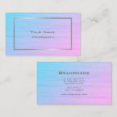 ブルーピンクかわいらしグラディエントのテクスチャ付きシルバーフレーム 名刺 (正面/裏面)