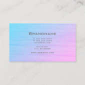 ブルーピンクかわいらしグラディエントのテクスチャ付きシルバーフレーム 名刺 (裏面)