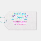 ブルーピンクつる植物ガラスブライダルシャワーレッツおもしろい開始 ギフトタグ (裏面横)