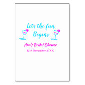 ブルーピンクつる植物ガラスブライダルシャワーレッツおもしろい開始 テーブルナンバー (裏面)