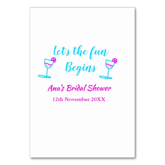 ブルーピンクつる植物ガラスブライダルシャワーレッツおもしろい開始 テーブルナンバー (正面)