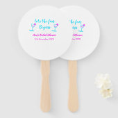 ブルーピンクつる植物ガラスブライダルシャワーレッツおもしろい開始 ハンドファン (正面&裏面)