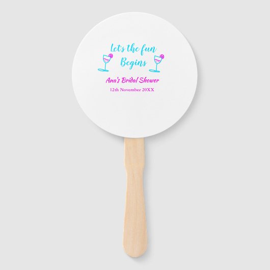 ブルーピンクつる植物ガラスブライダルシャワーレッツおもしろい開始 ハンドファン (正面)