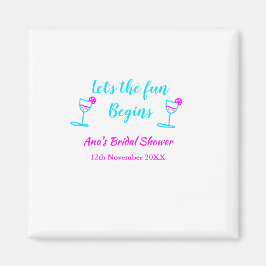 ブルーピンクつる植物ガラスブライダルシャワーレッツおもしろい開始 マグネット