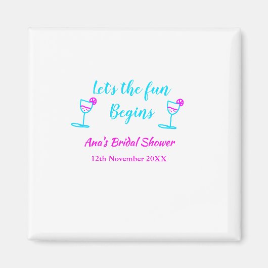 ブルーピンクつる植物ガラスブライダルシャワーレッツおもしろい開始 マグネット (正面)