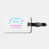 ブルーピンクつる植物ガラスブライダルシャワーレッツおもしろい開始 ラゲッジタグ (裏面横)