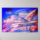 ブルーピンクとグレーの抽象芸術アートポスター ポスター (正面)