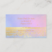 ブルーピンクと金ゴールドウォーターカラーネイルアートスタジオ 名刺 (裏面)