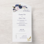 ブルーピンクと金ゴールドテンプレート オールインワン招待状 (内側)