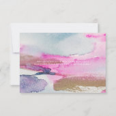 ブルーピンクと金ゴールド水色のRSVPカード 招待状 (裏面)