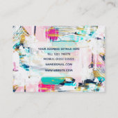 ブルーピンクと金ゴールド絵画ブラシ 名刺 (裏面)