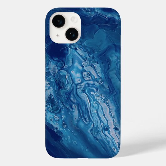 ブルーピンクのアクリル系の流れ抽象芸術アート Case-Mate iPhoneケース (裏面)