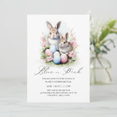 ブルーピンクのイースターエッグバニーラビットジェンダーリビール 招待状 (スタンド正面)