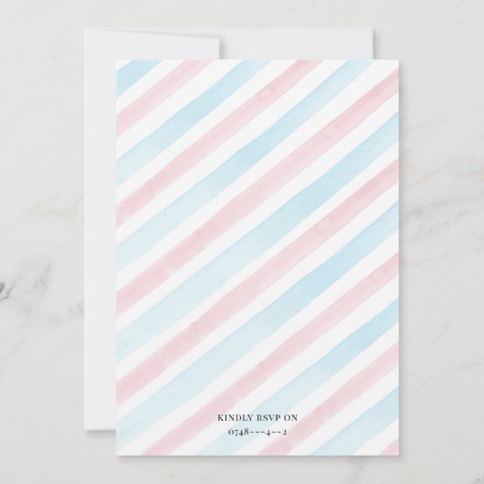 ブルーピンクのイースターエッグバニーラビットジェンダーリビール 招待状 (裏面)