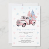 ブルーピンクのギフトクリスマストラックジェンダーが明らかにする 招待状 (正面)