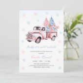 ブルーピンクのギフトクリスマストラックジェンダーが明らかにする 招待状 (スタンド正面)