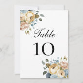 ブルーピンクのクリーム結婚フローラの表の番号カード (正面)