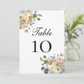 ブルーピンクのクリーム結婚フローラの表の番号カード (スタンド正面)