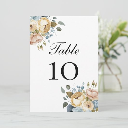 ブルーピンクのクリーム結婚フローラの表の番号カード (スタンド正面)