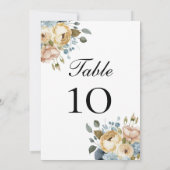 ブルーピンクのクリーム結婚フローラの表の番号カード (裏面)