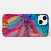 ブルーピンクのティール(緑がかった色)薄紫水色インク抽象化 Case-Mate iPhoneケース (裏面 (横))