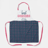 ブルーピンクのハートパタ最高のーンおばあちゃんの母の日 エプロン (正面)