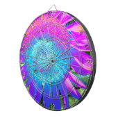 ブルーピンクのファンキーレトロなヒマワリの写真 ダーツボード (正面右)