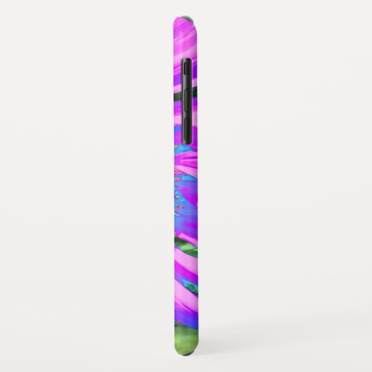 ブルーピンクのファンキーレトロなヒマワリの写真 Case-Mate iPhoneケース (裏面/左)