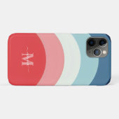 ブルーピンクのレインボーカーブストライプのモノグラム名 Case-Mate iPhoneケース (裏面(横))
