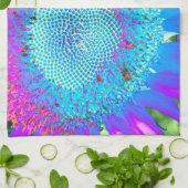 ブルーピンクのレトロなヒマファンキーワリの写真 キッチンタオル (折り畳み)