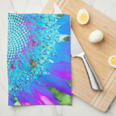 ブルーピンクのレトロなヒマファンキーワリの写真 キッチンタオル (四つ折り)