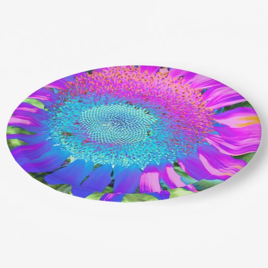 ブルーピンクのレトロなヒマファンキーワリの写真 ペーパープレート (アングル)