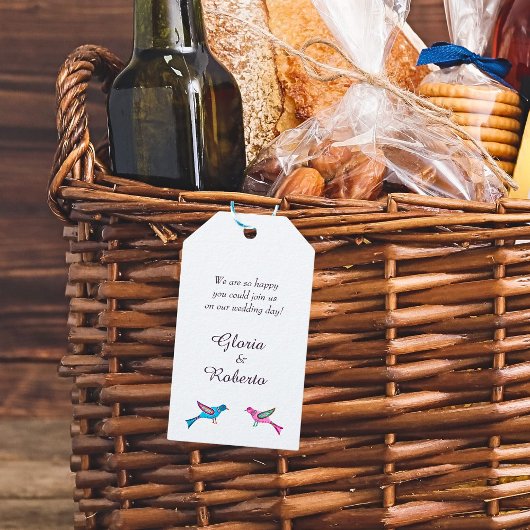 ブルーピンクのロベバード結婚メキシコ歓迎 ギフトタグ