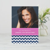 ブルーピンクの写真30歳の誕生日パーティの招待状 招待状 (スタンド正面)